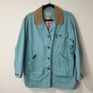 L.L.Bean Women's Barn Chore Coat Field Shackcet Blue Large Petite Cotton